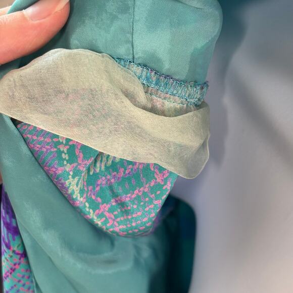 Vtg 11 Shona Dress 80s Plaid 2 Pc Set Blouse Skirt Jewel Tone | Bright Winter - Picture 10 of 16